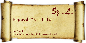 Szpevák Lilla névjegykártya